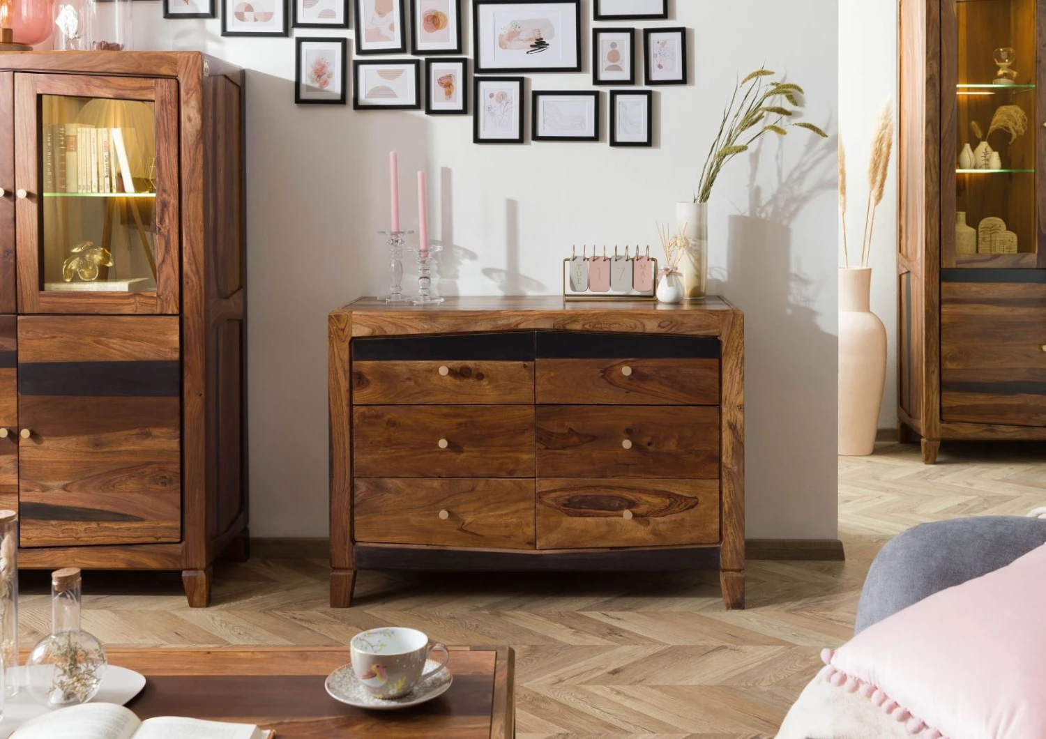 ANCONA #220 Credenza In Legno Di Sheesham - Laccato / Marrone Scuro 110x45x80 3 ANCONA #220 Credenza In Legno Di Sheesham - Laccato / Marrone Scuro 110x45x80