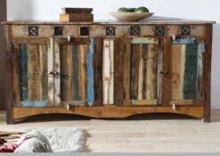 Credenza In Legno Di Legno Riciclato 178x42x88 Multicolore Laccato NATURE OF SPIRIT #40 -Massivmoebel24 09 312 700 5139 3