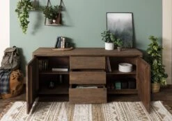 PURE MANGO #115 Credenza In Legno Di Mango - Oliato - Sabbiato / Marrone 185xx48x80 -Massivmoebel24 09 312 724 1015 04