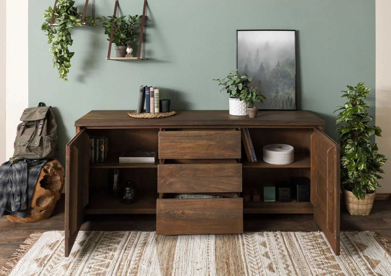 PURE MANGO #215 Credenza In Legno Di Mango - Oliato / Marrone 185x48x80 6 PURE MANGO #215 Credenza In Legno Di Mango - Oliato / Marrone 185x48x80 - immagine 4