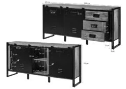 Credenza In Legno Di Mango 195x45x90 Oliato / Natur BLACKBURN #107 -Massivmoebel24 09 312 728 1007 08