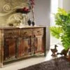Credenza In Legno Di Legno Riciclato 140x42x88 Multicolore Laccato FABLE #04