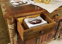 Credenza In Legno Di Legno Riciclato 140x42x88 Multicolore Laccato FABLE #04 -Massivmoebel24 09 312 751 0004 3