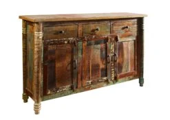 Credenza In Legno Di Legno Riciclato 140x42x88 Multicolore Laccato FABLE #04 -Massivmoebel24 09 312 751 0004 9