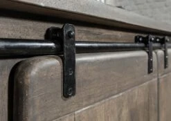 Credenza In Legno Di Mango 150x45x80 Grigio Scuro Laccato RAILWAY #200 -Massivmoebel24 09 312 772 1001 5