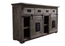 Credenza In Legno Di Mango 150x45x90 Grigio Scuro Laccato RAILWAY #220 -Massivmoebel24 09 312 772 1018 9