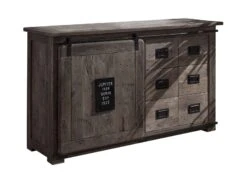 Credenza In Legno Di Mango 140x45x85 Grigio Scuro Laccato RAILWAY #221 -Massivmoebel24 09 312 772 1019 9