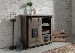 RAILWAY #240 Mobile Cantinetta In Legno Di Mango - Laccato / Grigio 80x40x82