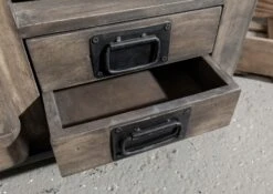 RAILWAY #240 Mobile Cantinetta In Legno Di Mango - Laccato / Grigio 80x40x82 -Massivmoebel24 09 312 772 1031 5