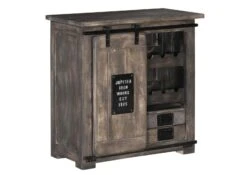 RAILWAY #240 Mobile Cantinetta In Legno Di Mango - Laccato / Grigio 80x40x82 -Massivmoebel24 09 312 772 1031 9