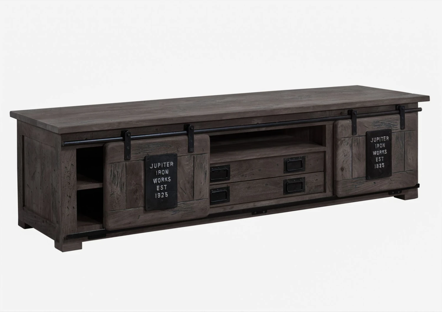 Mobile TV In Legno Di Mango 180x55x50 Grigio Scuro Laccato RAILWAY #246 9 Mobile TV In Legno Di Mango 180x55x50 Grigio Scuro Laccato RAILWAY #246 - immagine 7