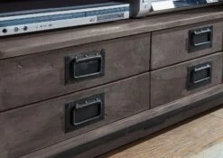 Mobile TV In Legno Di Mango 200x55x55 Grigio Scuro Laccato RAILWAY #248 -Massivmoebel24 09 312 772 1037 5