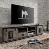 Mobile TV In Legno Di Mango 200x55x50 Grigio Scuro Laccato RAILWAY #251