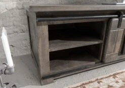 Mobile TV In Legno Di Mango 200x55x50 Grigio Scuro Laccato RAILWAY #251 13 Mobile TV In Legno Di Mango 200x55x50 Grigio Scuro Laccato RAILWAY #251 -Massivmoebel24 09 312 772 1038 4