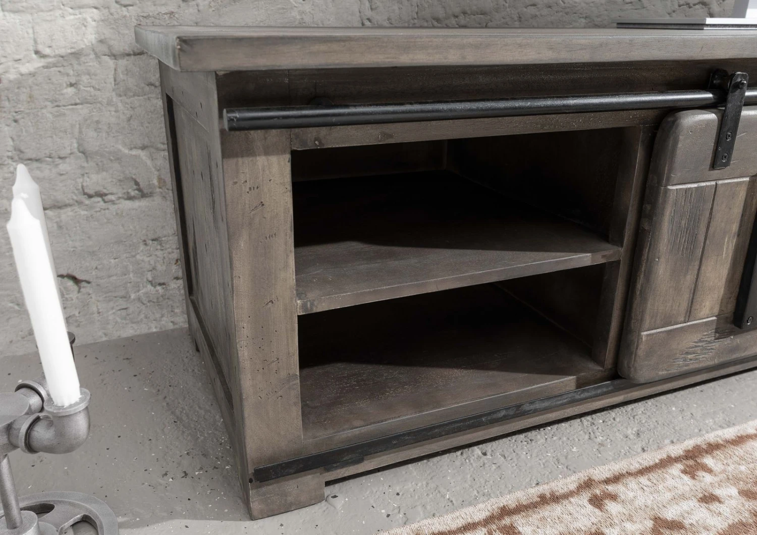 Mobile TV In Legno Di Mango 200x55x50 Grigio Scuro Laccato RAILWAY #251 6 Mobile TV In Legno Di Mango 200x55x50 Grigio Scuro Laccato RAILWAY #251 - immagine 4