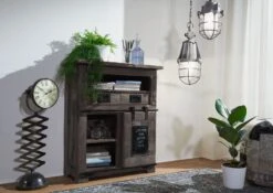 RAILWAY #252 Comò In Legno Di Mango - Laccato / Grigio 75x36x90