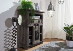 RAILWAY #252 Comò In Legno Di Mango - Laccato / Grigio 75x36x90 -Massivmoebel24 09 312 772 1039 4