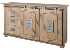 Credenza In Legno Di Mango 150x45x80 Sbiancato Laccato RAILWAY #300 -Massivmoebel24 09 312 772 2001 9