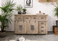 Credenza In Legno Di Mango 150x45x90 Sbiancato Laccato RAILWAY #320 13 Credenza In Legno Di Mango 150x45x90 Sbiancato Laccato RAILWAY #320 -Massivmoebel24 09 312 772 2018 3