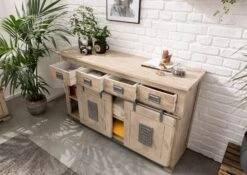 Credenza In Legno Di Mango 150x45x90 Sbiancato Laccato RAILWAY #320 14 Credenza In Legno Di Mango 150x45x90 Sbiancato Laccato RAILWAY #320 -Massivmoebel24 09 312 772 2018 4