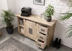 Credenza In Legno Di Mango 140x45x85 Sbiancato Laccato RAILWAY #321 14 Credenza In Legno Di Mango 140x45x85 Sbiancato Laccato RAILWAY #321 -Massivmoebel24 09 312 772 2019 4