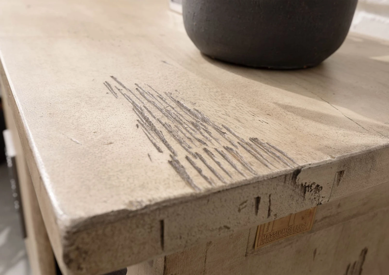 Credenza In Legno Di Mango 140x45x85 Sbiancato Laccato RAILWAY #321 7 Credenza In Legno Di Mango 140x45x85 Sbiancato Laccato RAILWAY #321 - immagine 5