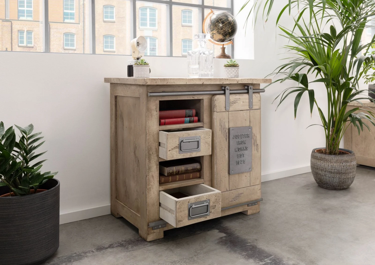 RAILWAY #323 Comò In Legno Di Mango - Laccato / Whitewash 70x45x70 6 RAILWAY #323 Comò In Legno Di Mango - Laccato / Whitewash 70x45x70 - immagine 4