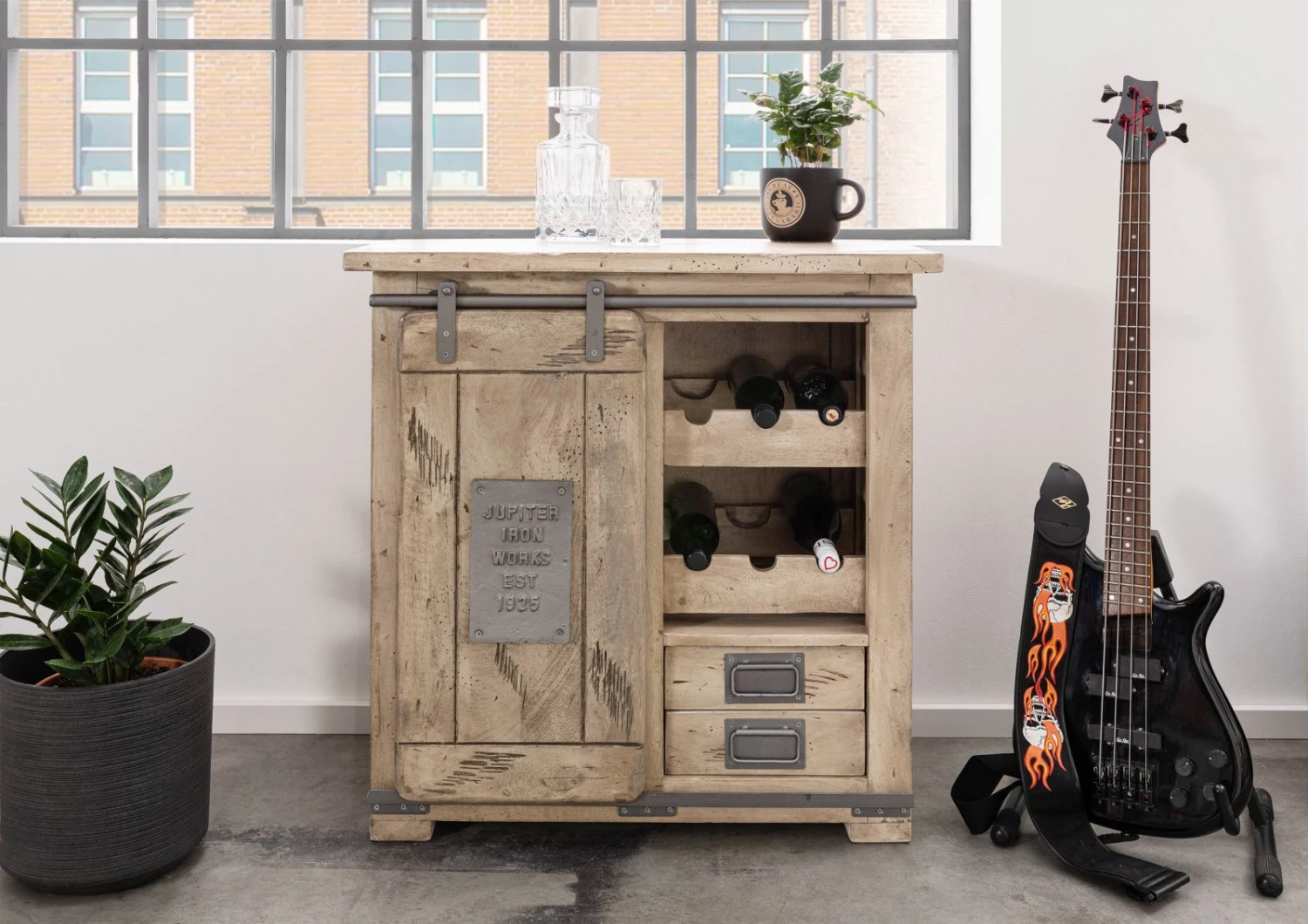 Porta Bottiglie In Legno Di Mango 80x40x82 Sbiancato Laccato RAILWAY #340 5 Porta Bottiglie In Legno Di Mango 80x40x82 Sbiancato Laccato RAILWAY #340 - immagine 3