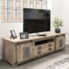 Mobile TV In Legno Di Mango 180x55x50 Sbiancato Laccato RAILWAY #346 -Massivmoebel24 09 312 772 2036 1