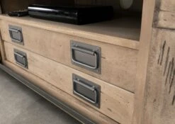 Mobile TV In Legno Di Mango 180x55x50 Sbiancato Laccato RAILWAY #346 -Massivmoebel24 09 312 772 2036 5