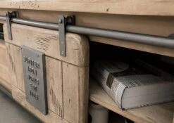 Mobile TV In Legno Di Mango 180x55x50 Sbiancato Laccato RAILWAY #346 -Massivmoebel24 09 312 772 2036 6