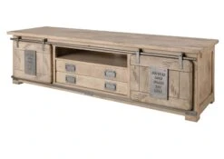 Mobile TV In Legno Di Mango 180x55x50 Sbiancato Laccato RAILWAY #346 -Massivmoebel24 09 312 772 2036 9