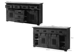 Credenza In Legno Di Mango 150x45x90 Sbiancato Laccato RAILWAY #319 -Massivmoebel24 09 312 772 3017 08