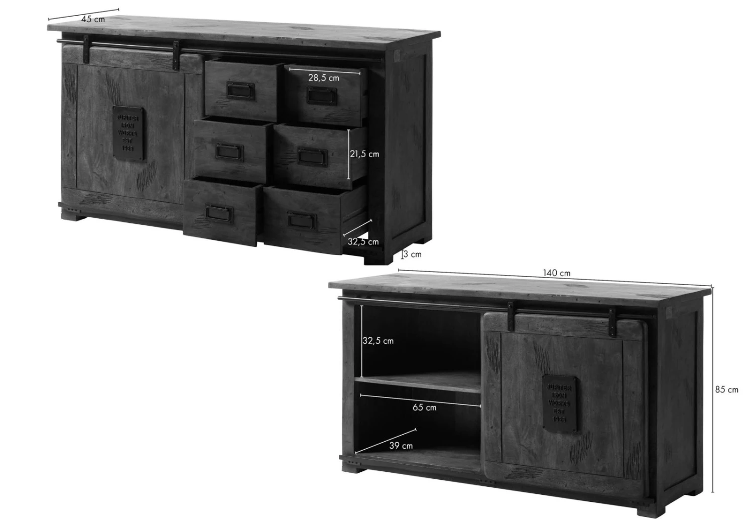 Credenza In Legno Di Mango 140x45x85 Mango Naturale Laccato RAILWAY #121 8 Credenza In Legno Di Mango 140x45x85 Mango Naturale Laccato RAILWAY #121 - immagine 6