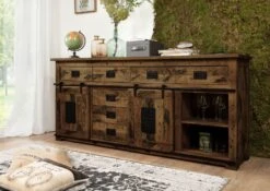 Sideboard Mango 200x45x90 Braun Lackiert RAILWAY #422