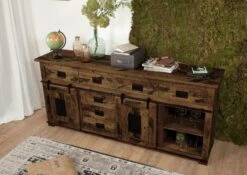 Sideboard Mango 200x45x90 Braun Lackiert RAILWAY #422 -Massivmoebel24 09 312 772 3020 03