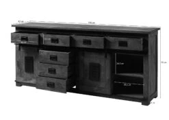 Credenza In Legno Di Mango 200x45x90 Sbiancato Laccato RAILWAY #322 -Massivmoebel24 09 312 772 3020 08