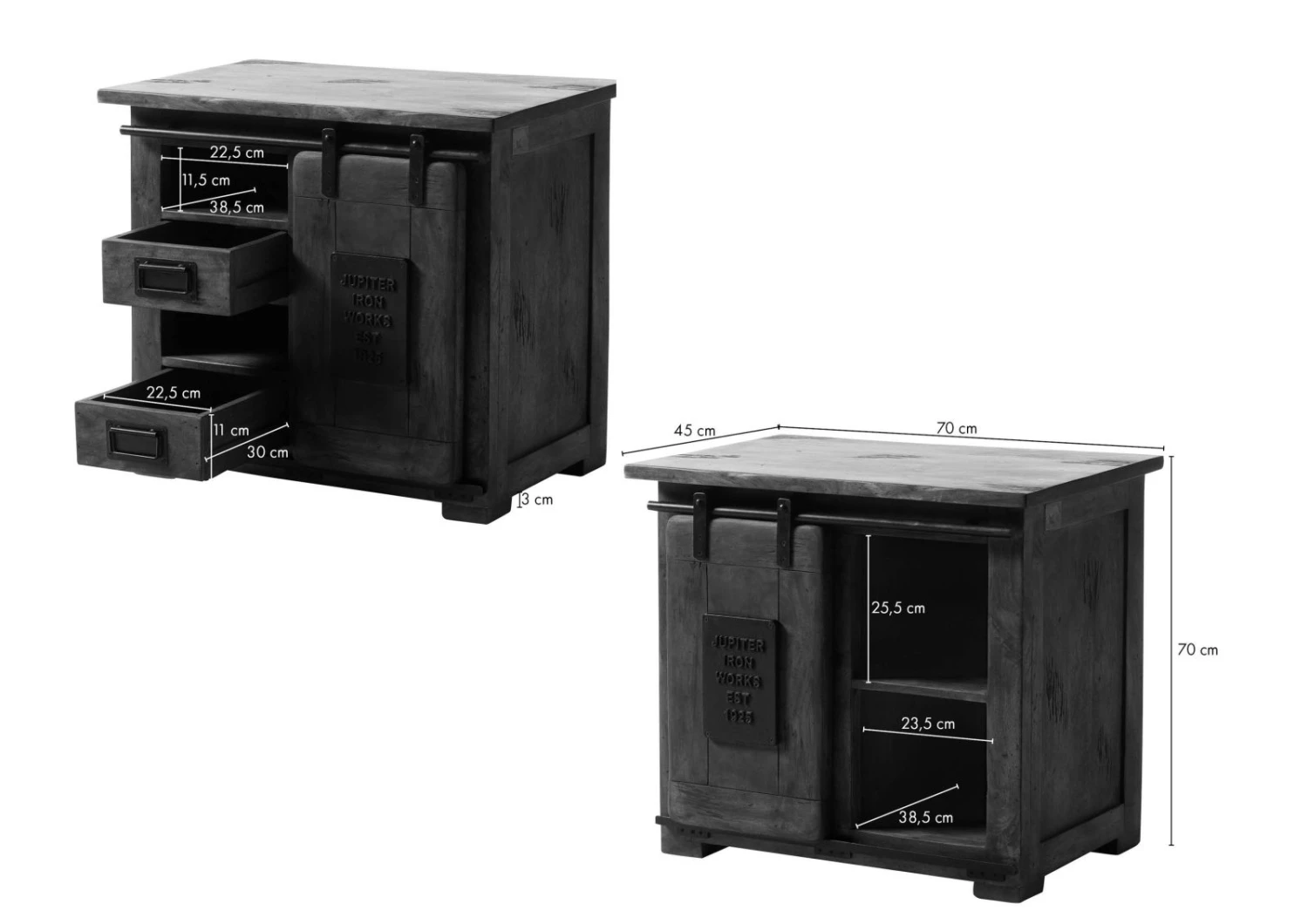 RAILWAY #323 Comò In Legno Di Mango - Laccato / Whitewash 70x45x70 10 RAILWAY #323 Comò In Legno Di Mango - Laccato / Whitewash 70x45x70 - immagine 8