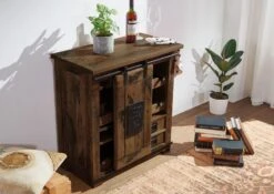 Weinkommode Mango 80x40x82 Braun Lackiert RAILWAY #440 -Massivmoebel24 09 312 772 3031 03