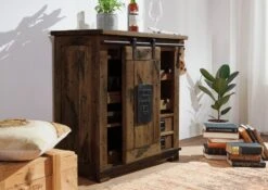 Weinkommode Mango 80x40x82 Braun Lackiert RAILWAY #440 -Massivmoebel24 09 312 772 3031 04