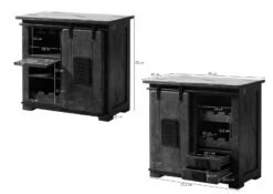 RAILWAY #240 Mobile Cantinetta In Legno Di Mango - Laccato / Grigio 80x40x82 -Massivmoebel24 09 312 772 3031 08 2