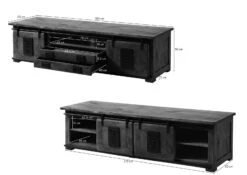 Mobile TV In Legno Di Mango 180x55x50 Sbiancato Laccato RAILWAY #346 -Massivmoebel24 09 312 772 3036 08