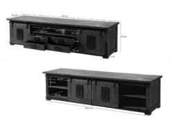 Mobile TV In Legno Di Mango 200x55x55 Grigio Scuro Laccato RAILWAY #248 -Massivmoebel24 09 312 772 3037 08