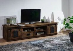 TV-Board Mango 200x55x50 Braun Lackiert RAILWAY #451