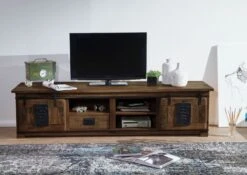 TV-Board Mango 200x55x50 Braun Lackiert RAILWAY #451 -Massivmoebel24 09 312 772 3038 03