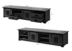 TV-Board Mango 200x55x50 Braun Lackiert RAILWAY #451 -Massivmoebel24 09 312 772 3038 08 1