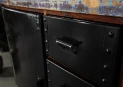 Credenza In Legno Di Legno Riciclato 143x43x90 Multicolore Laccato INDUSTRIAL #102 -Massivmoebel24 09 312 811 0102 5