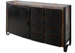 Credenza In Legno Di Legno Riciclato 143x43x90 Multicolore Laccato INDUSTRIAL #102 -Massivmoebel24 09 312 811 0102 9