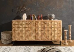 STILMÖBEL #105 Credenza In Legno Di Mango - Laccato / Marrone Chiaro 157x46x81 11 STILMÖBEL #105 Credenza In Legno Di Mango - Laccato / Marrone Chiaro 157x46x81 -Massivmoebel24 09 312 823 0005 3