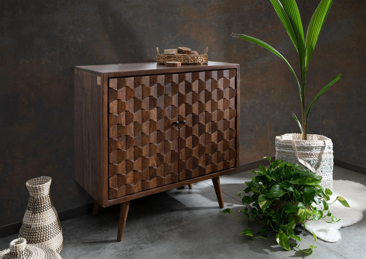 STILMÖBEL #109 Comó In Legno Di Mango - Laccato / Marrone 94x46x94 3 STILMÖBEL #109 Comó In Legno Di Mango - Laccato / Marrone 94x46x94